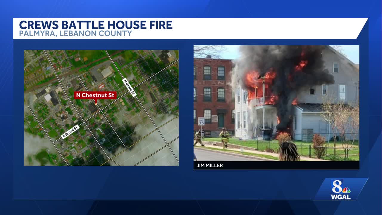 Crews battle house fire in Lebanon County