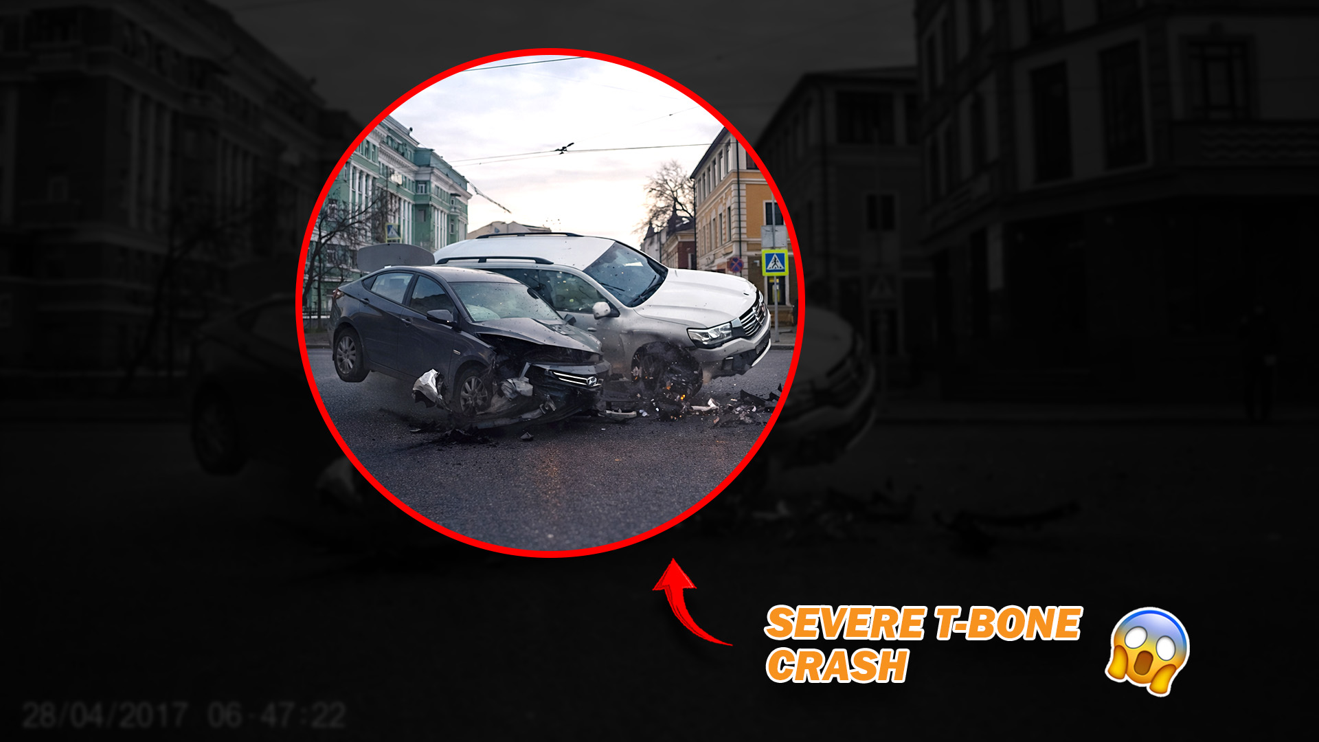 Speeding car causes violent T-bone crash at red light