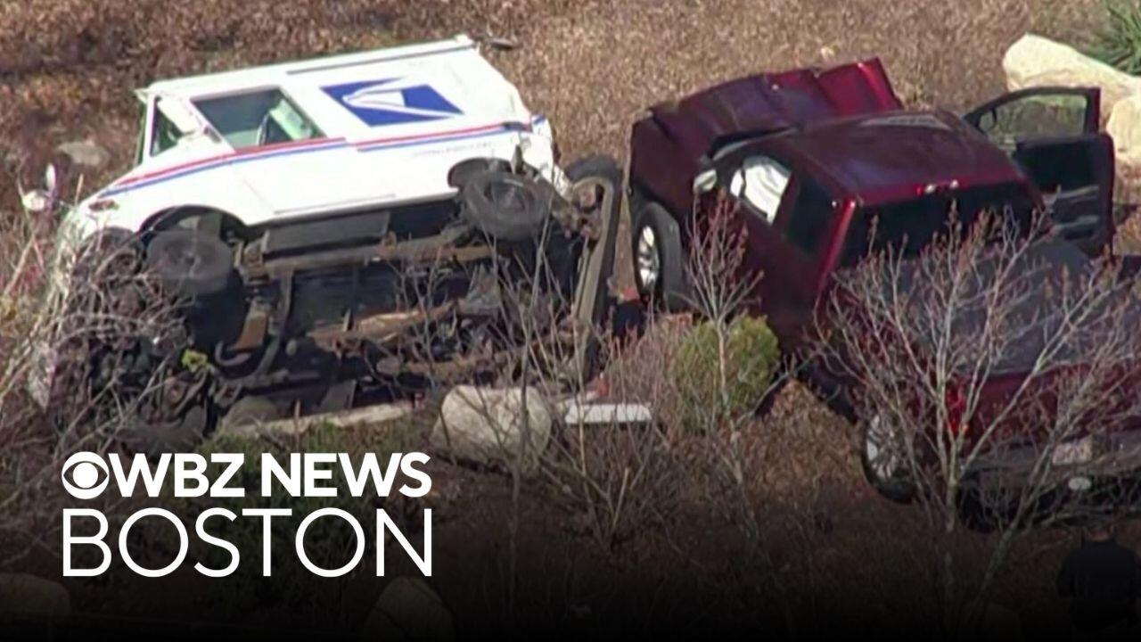 Postal worker pinned under mail truck after Massachusetts crash