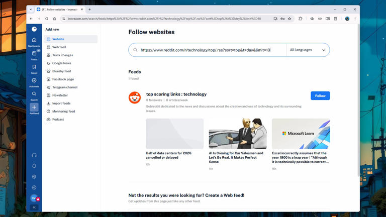 You should be using Reddit on your RSS reader