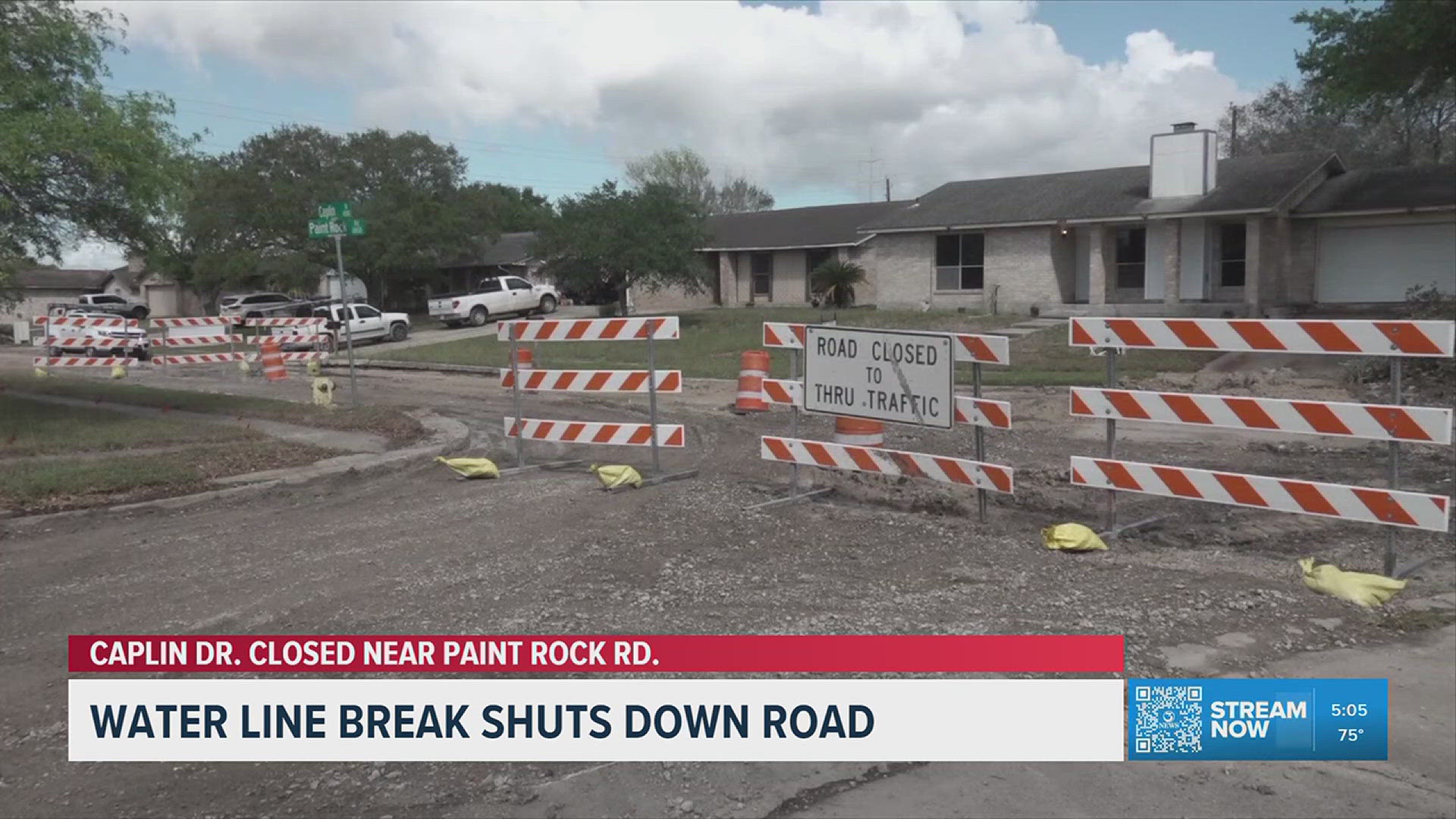 Emergency road closure on Caplin Drive in Corpus Christi for water line ...