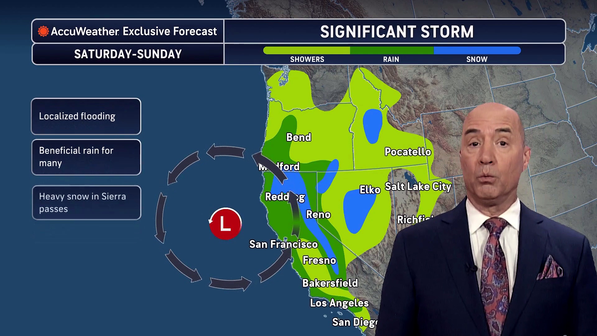 Strong weekend storms deliver rain, snow to California