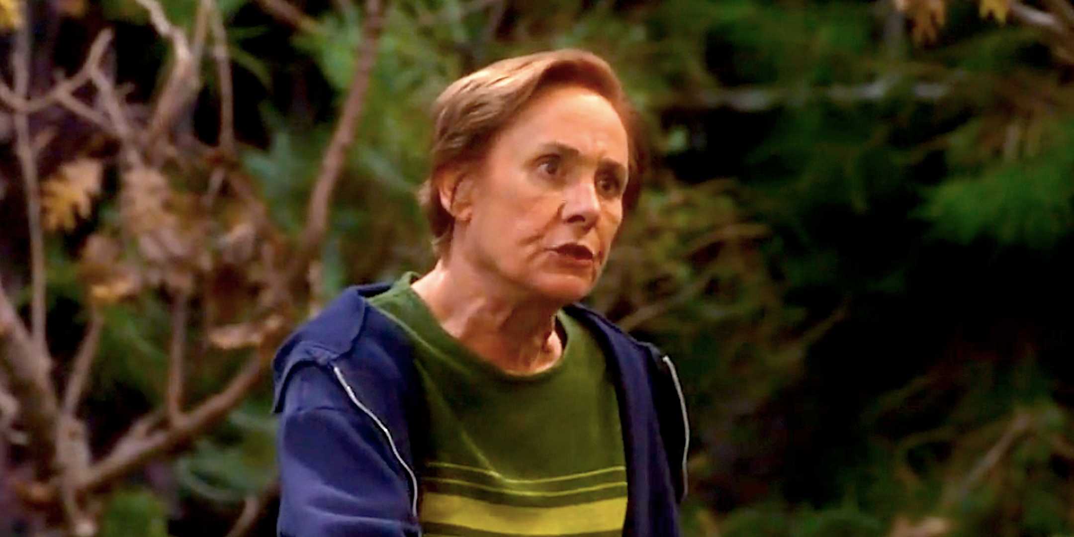 Laurie Metcalf's Jackie looking annoyed in the garden from The Conners season 7 episode 6