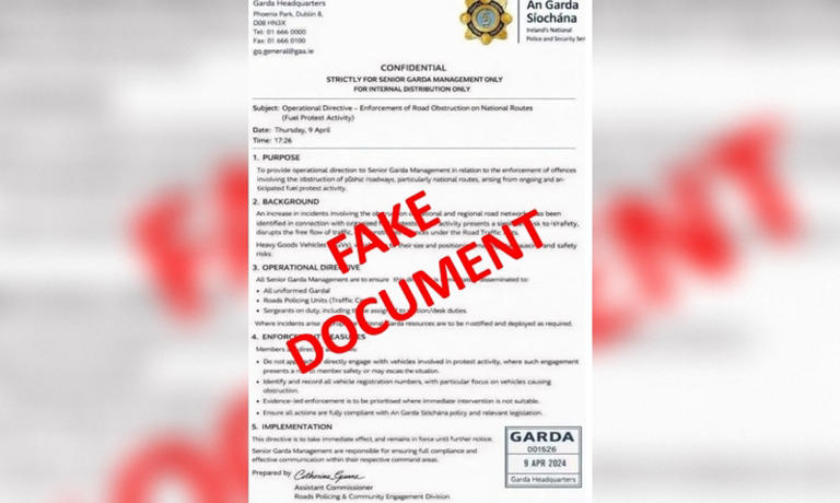 Gardaí aware of fake document shared on social media purporting to be ...