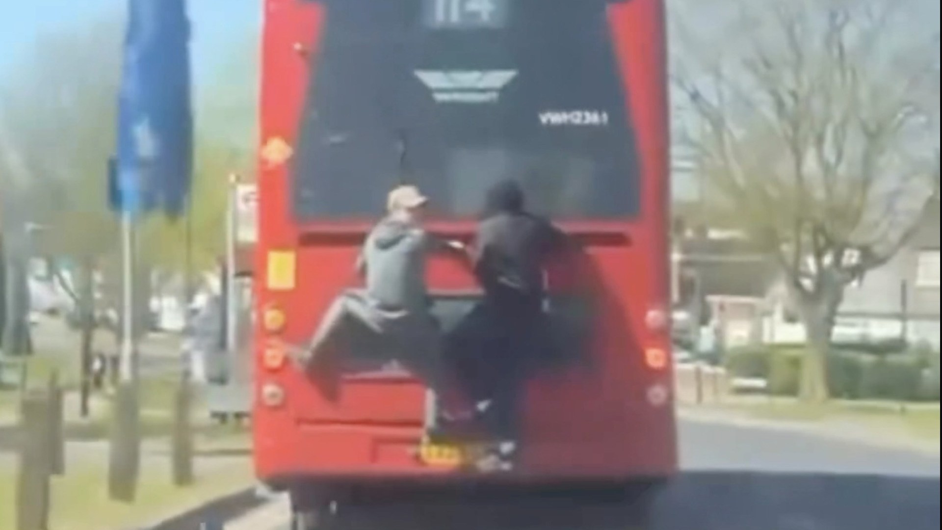 Bus surfers cling onto London number 114 to avoid paying £1.75