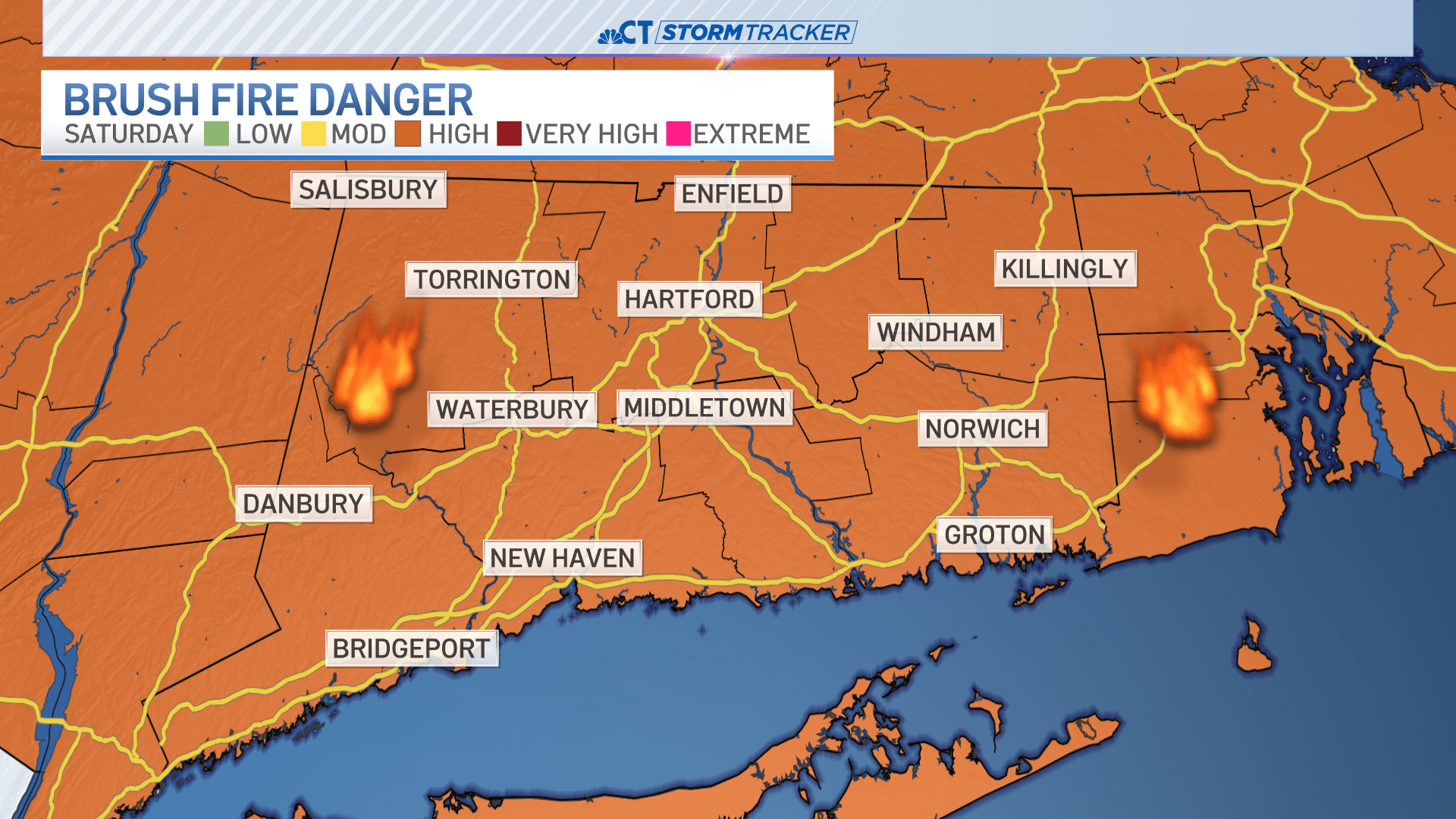 Elevated fire risk through a sunny and breezy Saturday