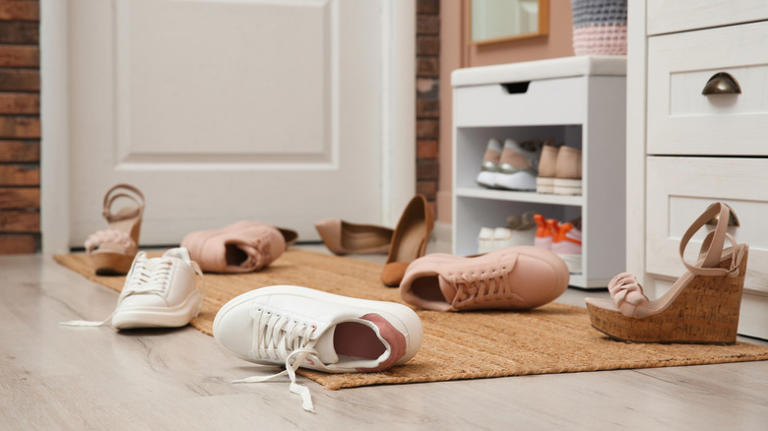 Can't find a shoe rack to fit your small space? Here's a DIY to try