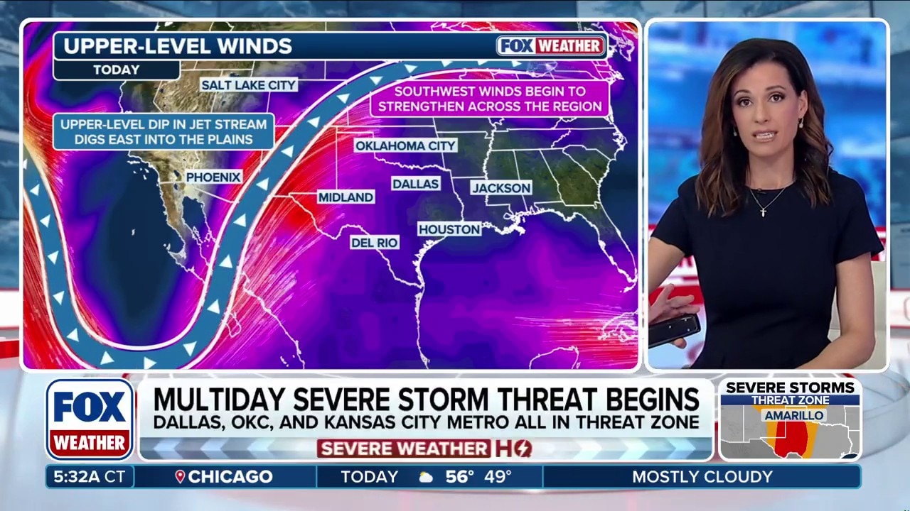 Multi-day severe storm threat kicks off across Texas, the Plains