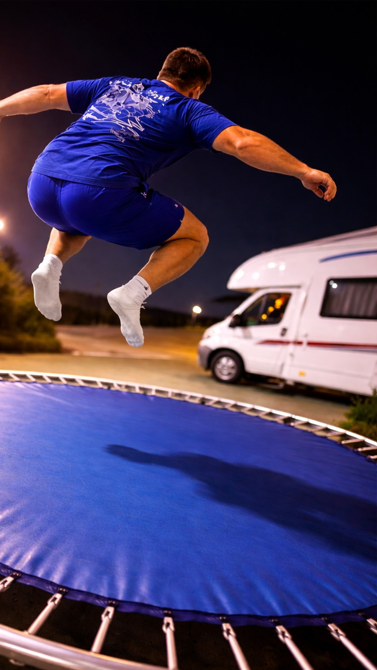 Jump Over RV Shows High Risk Action