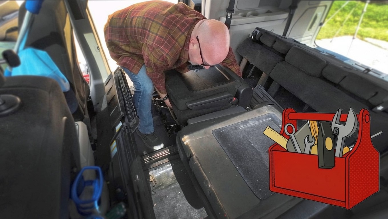 Ripping out the seats was the first step to the camper build