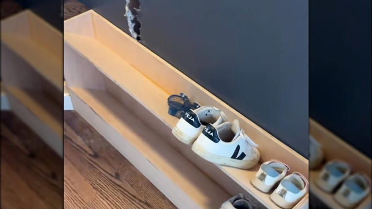 Can't find a shoe rack to fit your small space? Here's a DIY to try