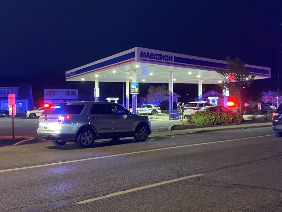 Police respond to a shooting at a South Side gas station