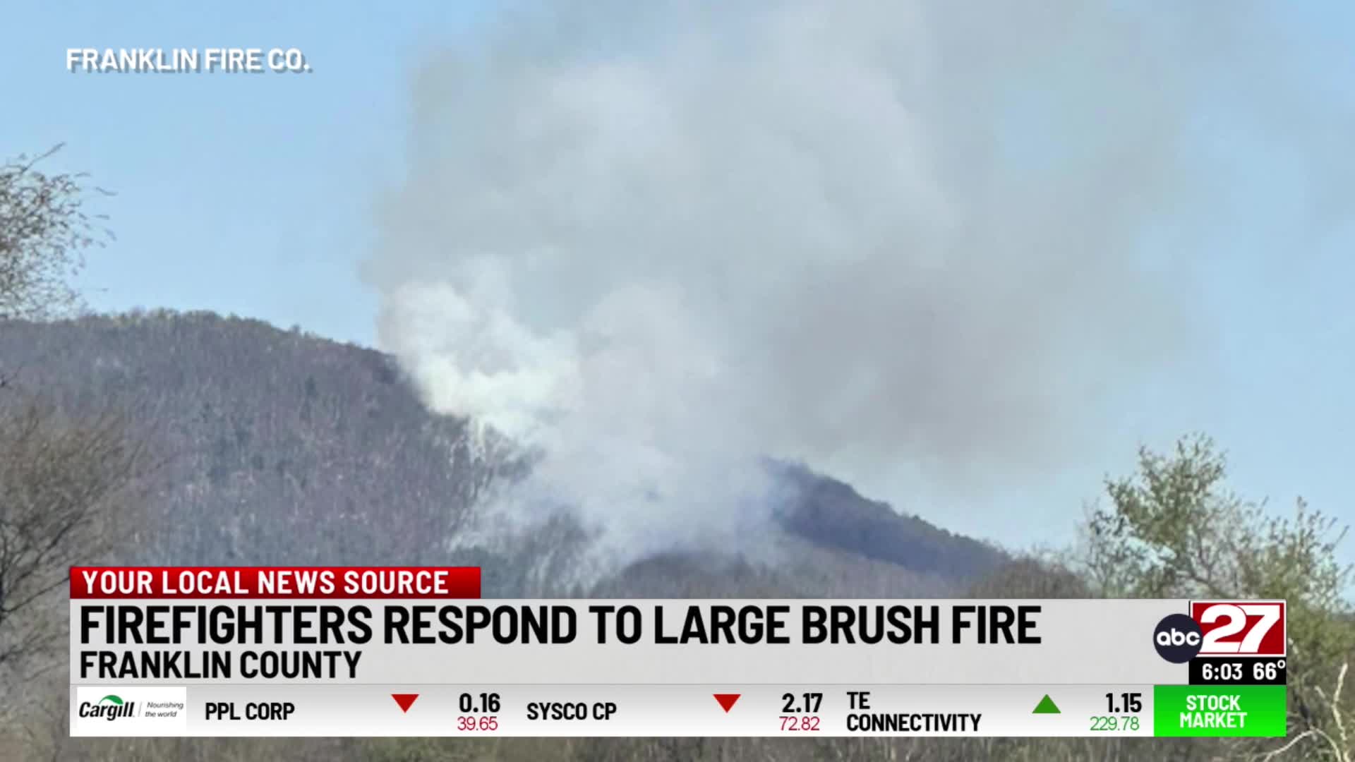 Firefighters respond to large brush fire in Franklin County