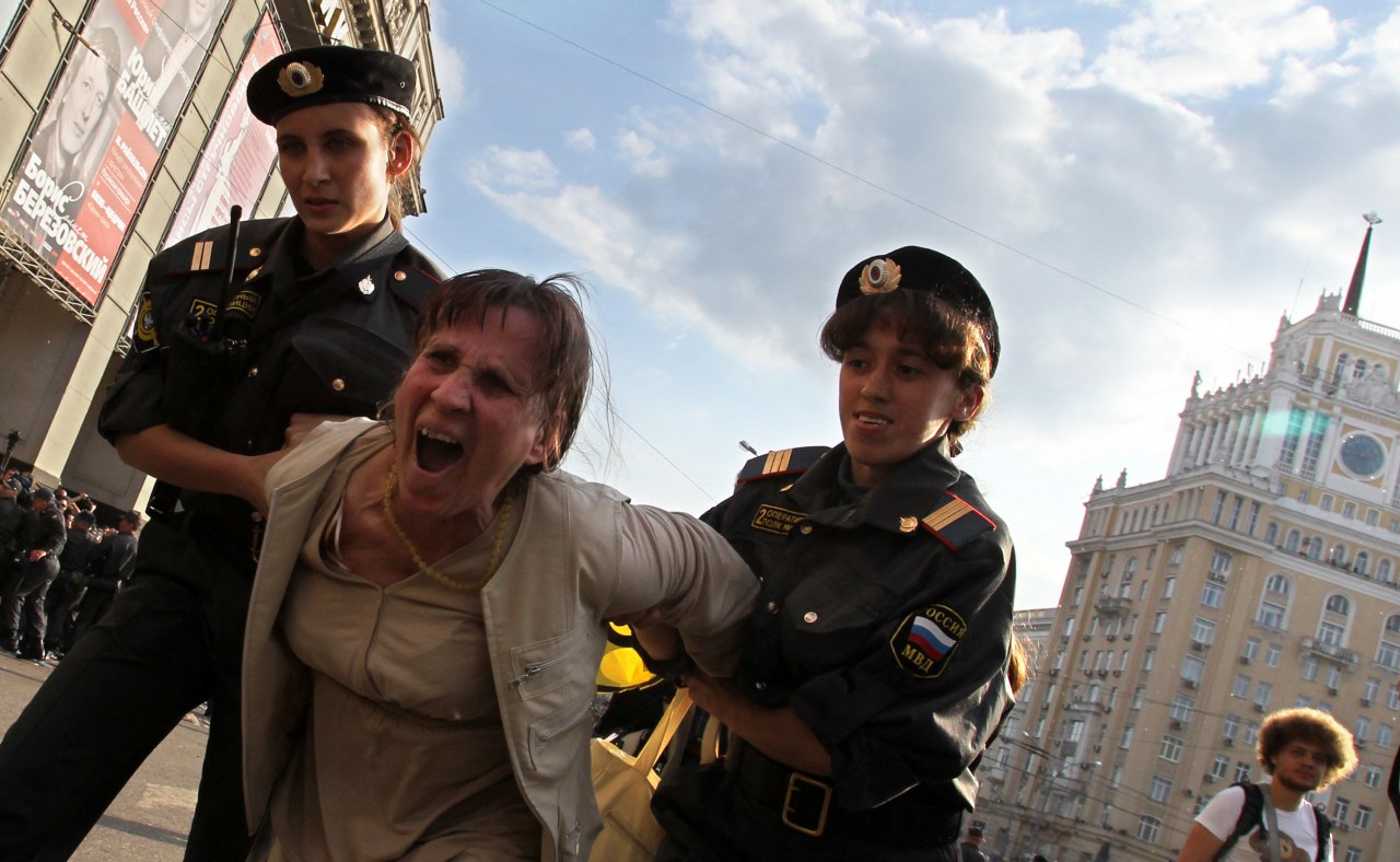 At a protest in Moscow in 2010.