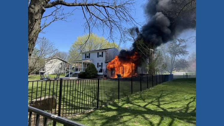 Crews respond to fully involved shed fire in Franklin County
