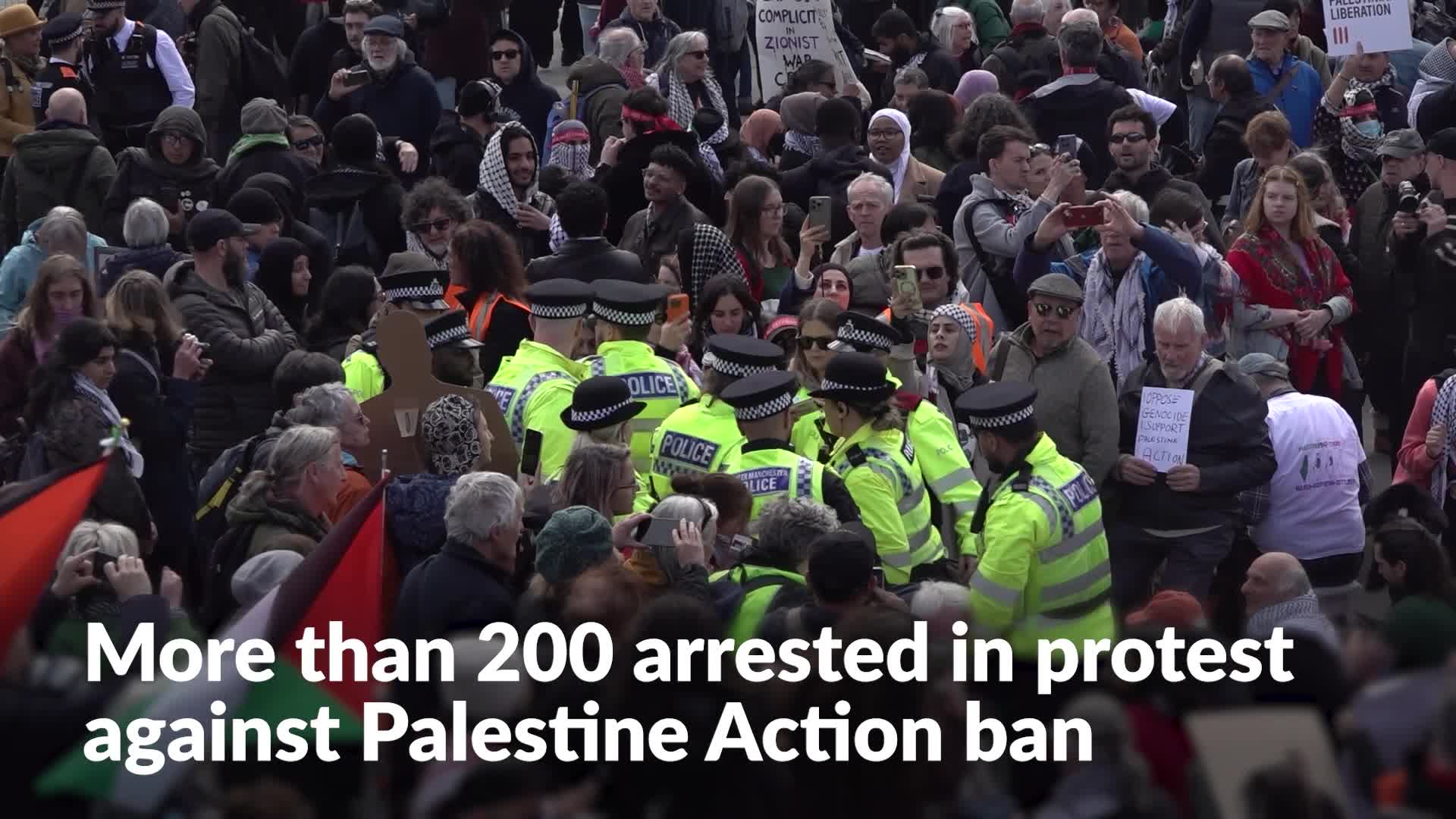 More than 200 arrested at protest against Palestine Action ban in ...