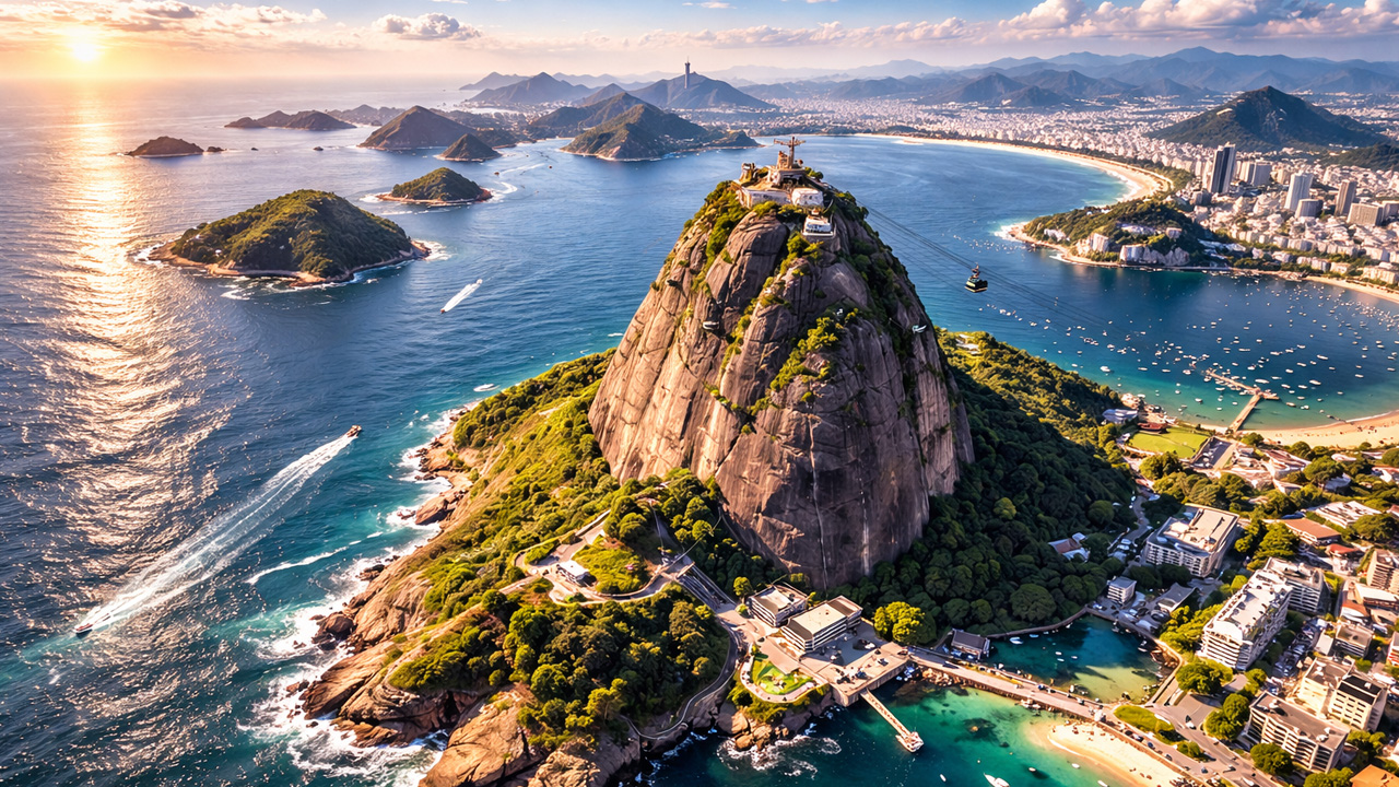Vista aérea do Pão de Açúcar e do Rio de Janeiro