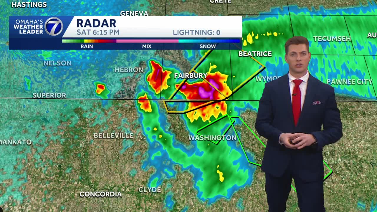 Severe thunderstorms in southeast Nebraska Saturday evening