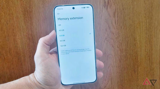 The Poco X8 Pro Max's menu, showing the Memory Extension menu.