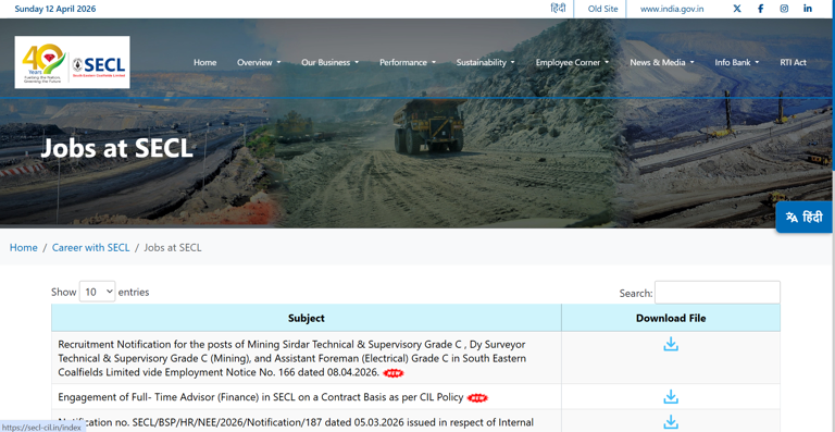 SECL recruitment 2026: Notification released for 1,055 vacancies ...