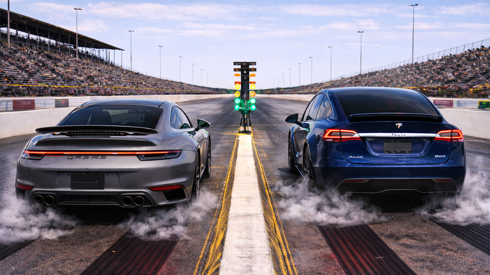 Tesla Model X Plaid vs Porsche 992 Turbo S drag race