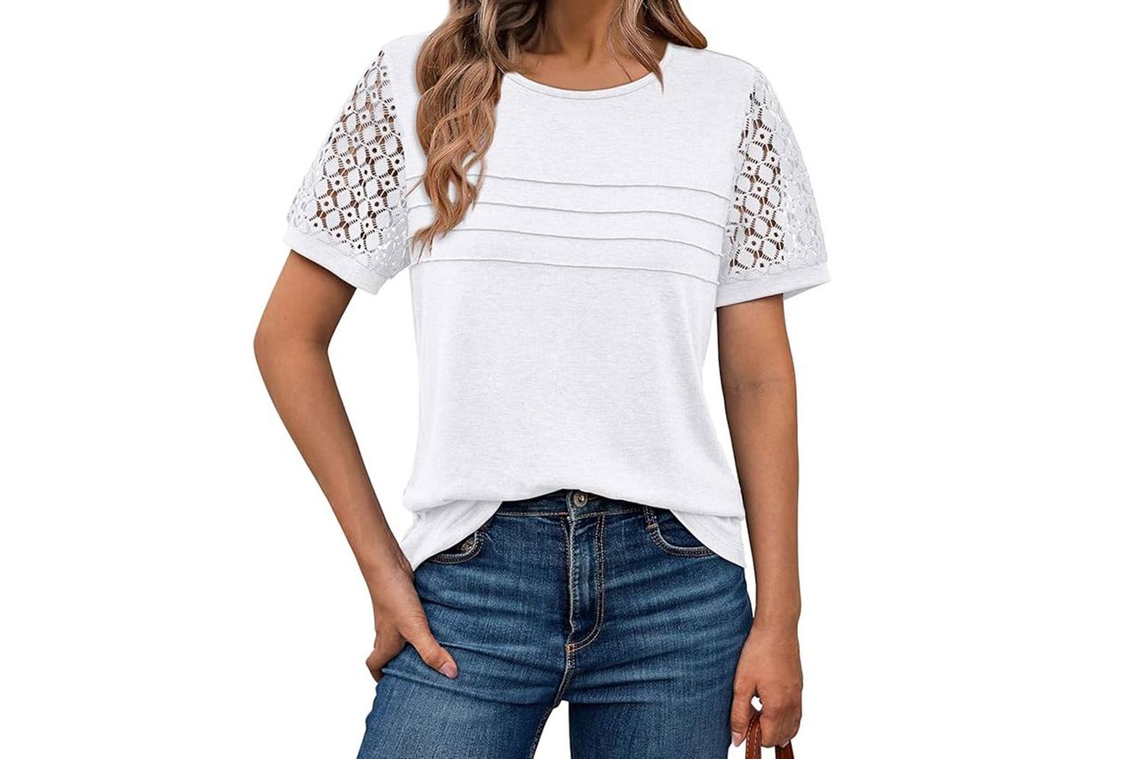 AUTOMET Short Sleeve Shirts Dressy Lace Summer Tops