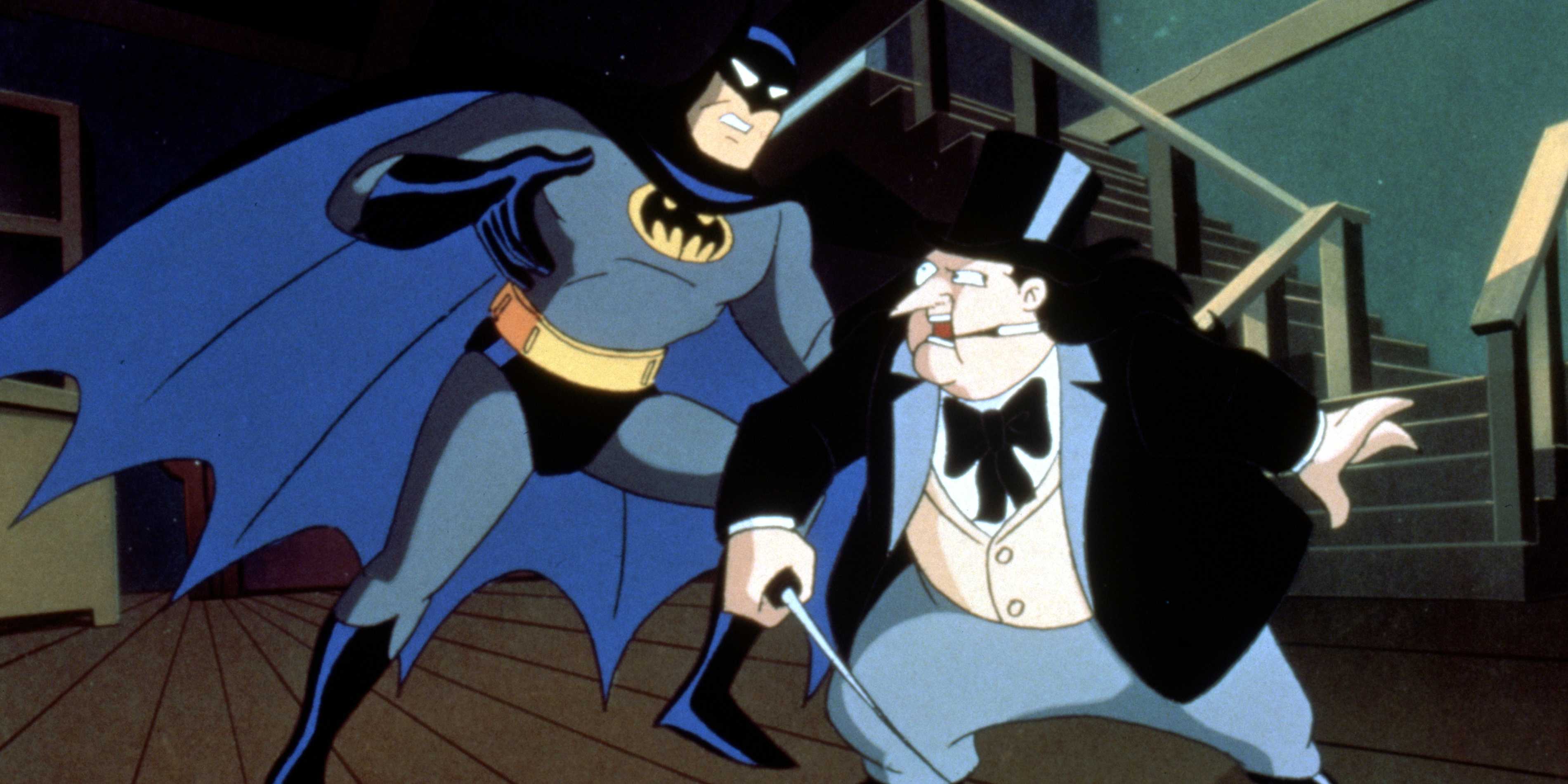 Batman fights the Penguin in Batman The Animated Series