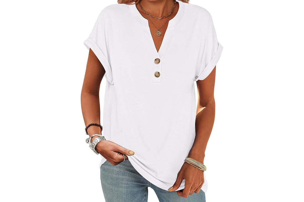 ANRABESS Short Sleeve Henley Tops