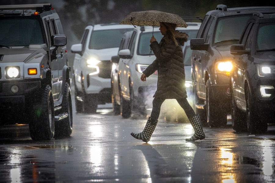 Steady rain, gusty winds sweep through Southern California on Sunday