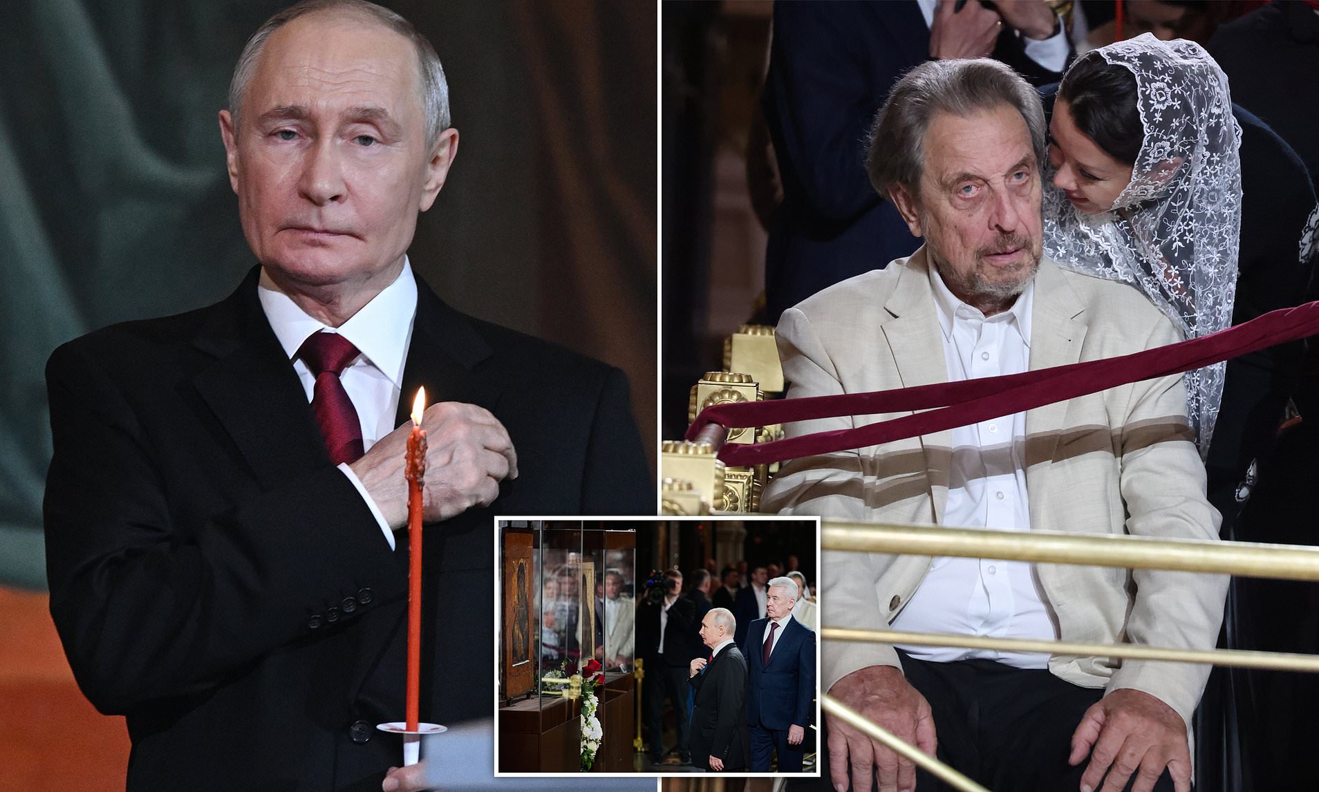 Moment Putin strolls into Easter Sunday service in Moscow - as Elon ...