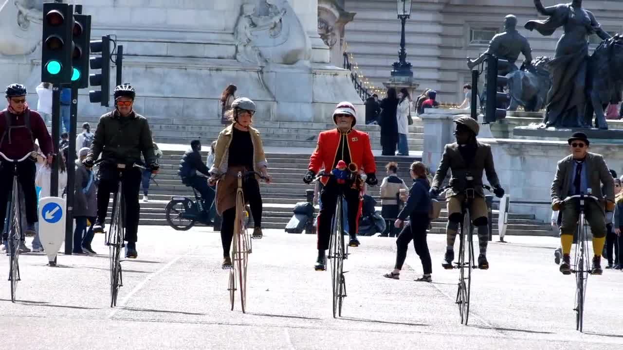 Penny farthing riders cut a striking sight in the Mall