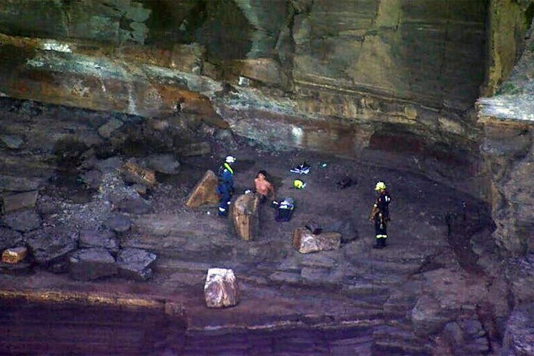 Rescuers abseiled down the jagged cliff to the injured teen.