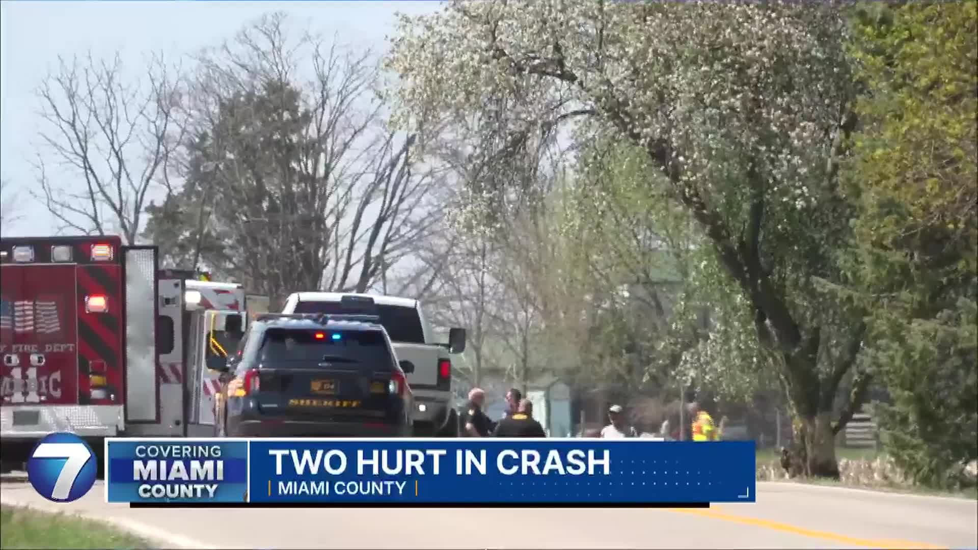2 injured, 1 flown to hospital after single-vehicle crash in Miami County