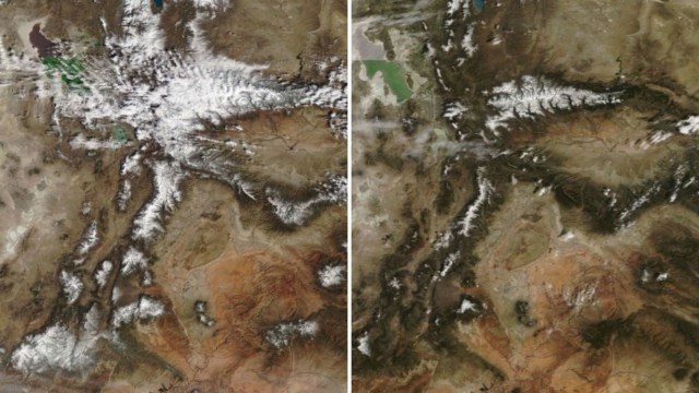 Side-by-side photos show the incredible amount of snowpack Western ...