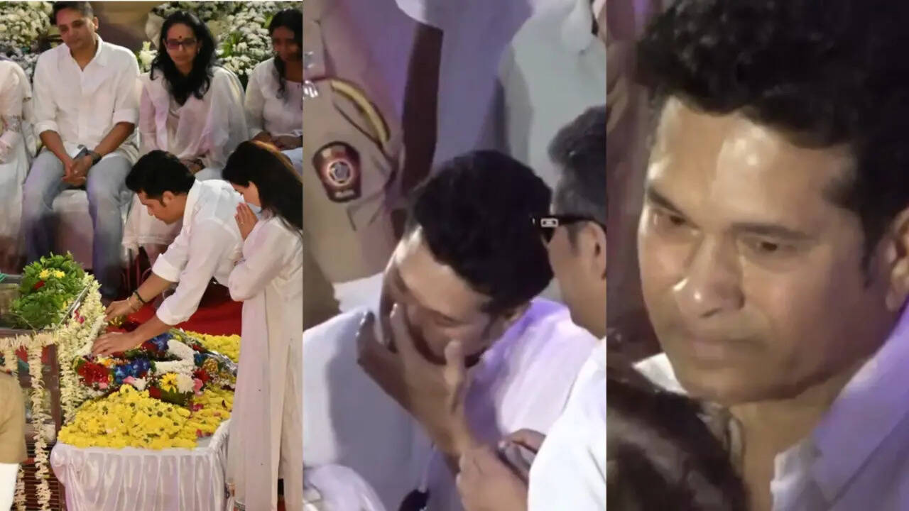 Sachin Tendulkar in tears after paying last respects to Asha Bhosle - watch