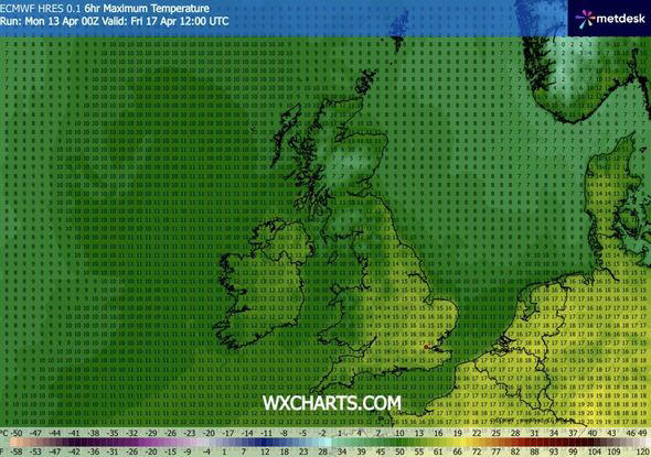 UK weather maps turn yellow and show exact date 20C mini-heatwave ...