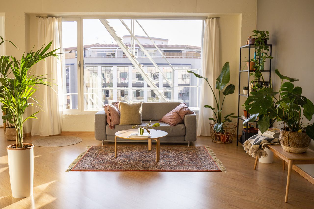 living room with small rug