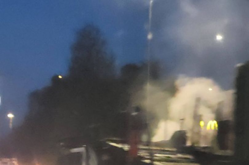 A50 shut for six hours and counting as two fire engines tackle lorry blaze