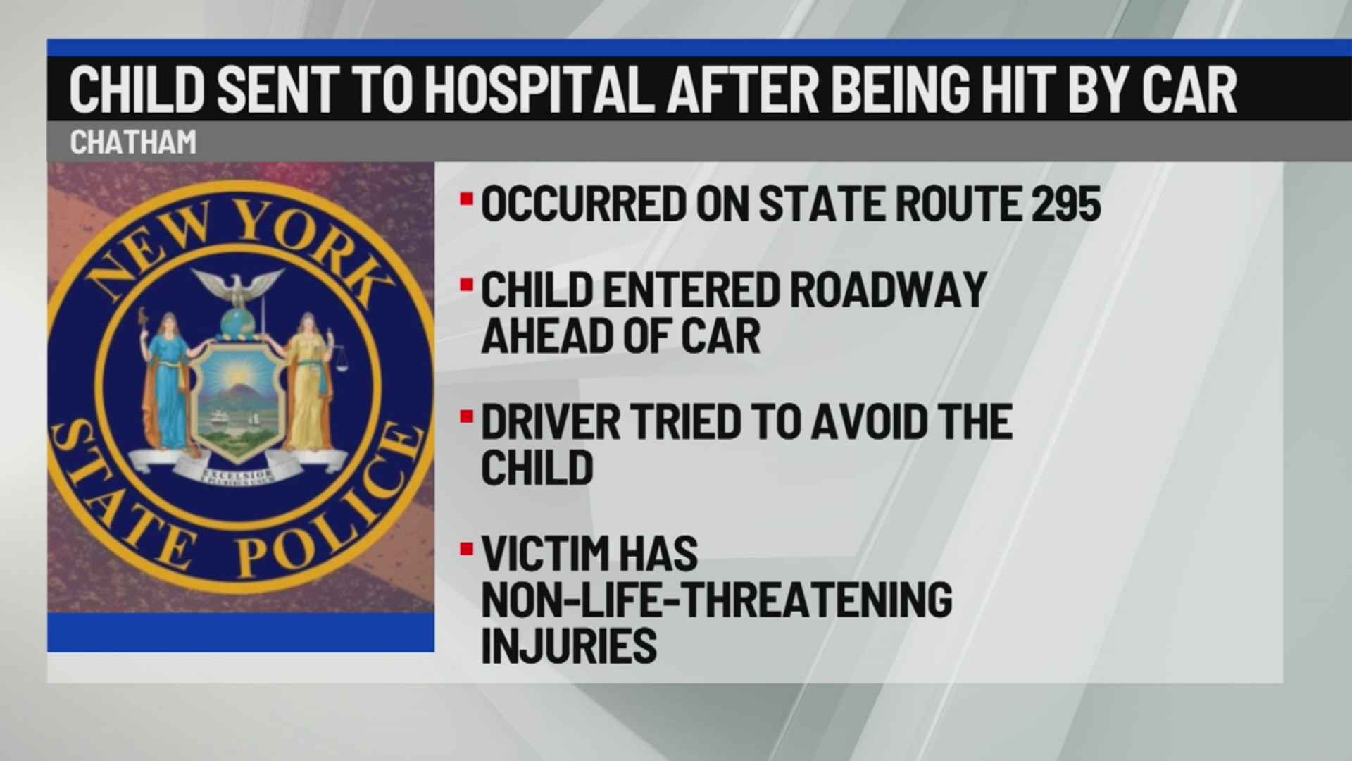 Child hospitalized after being hit by car