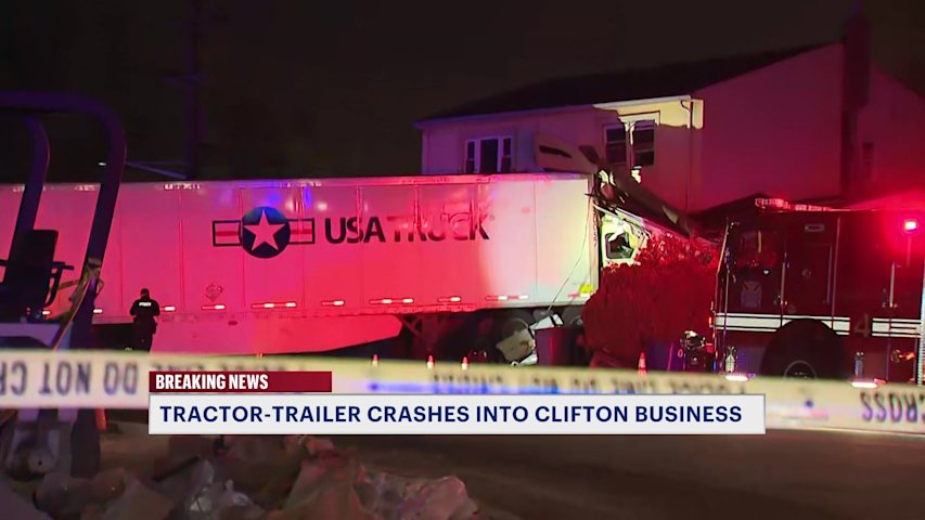 Tractor-trailer crashes into building off Route 3 in Clifton