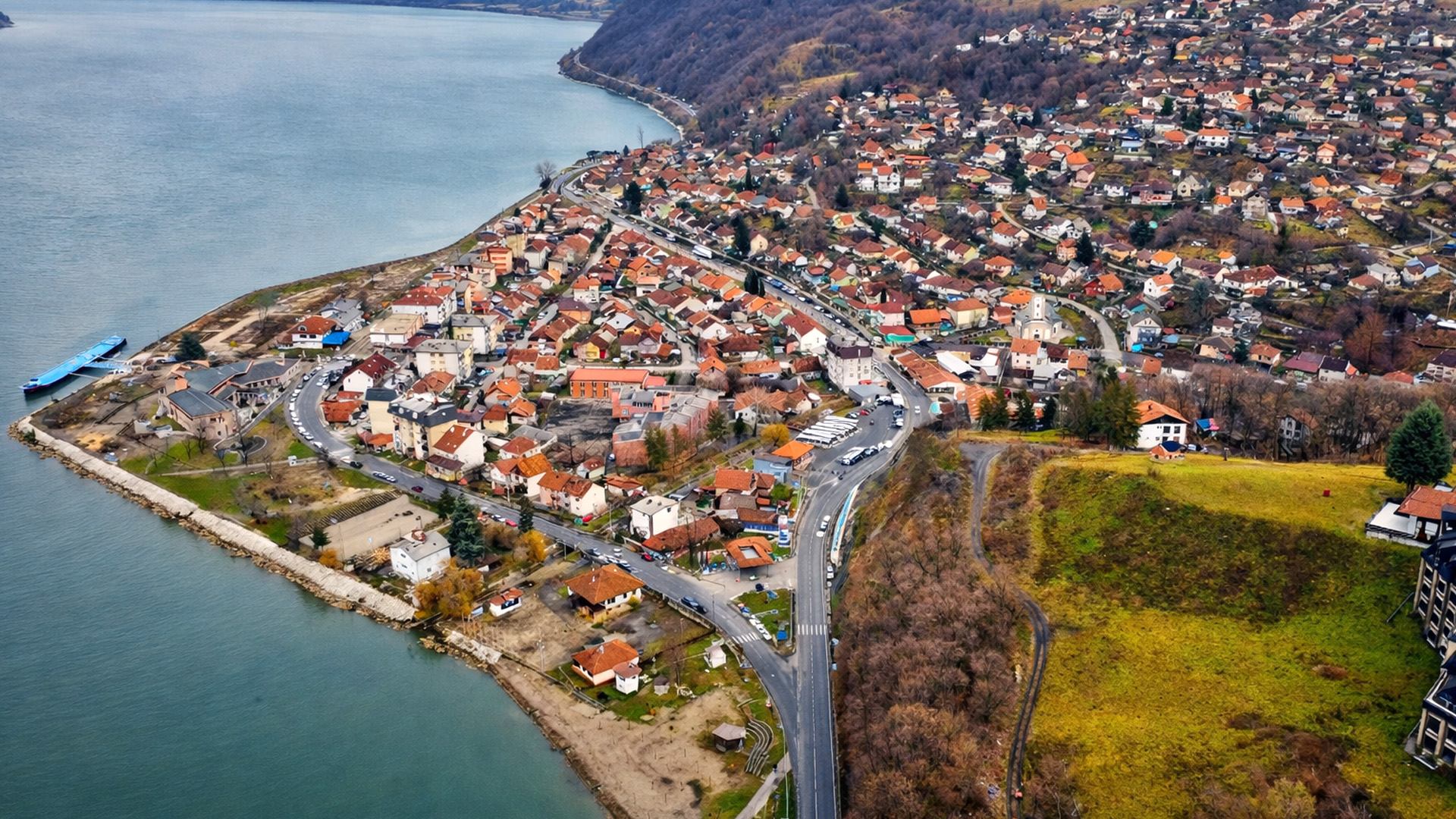 A town built between water and forest in Serbia