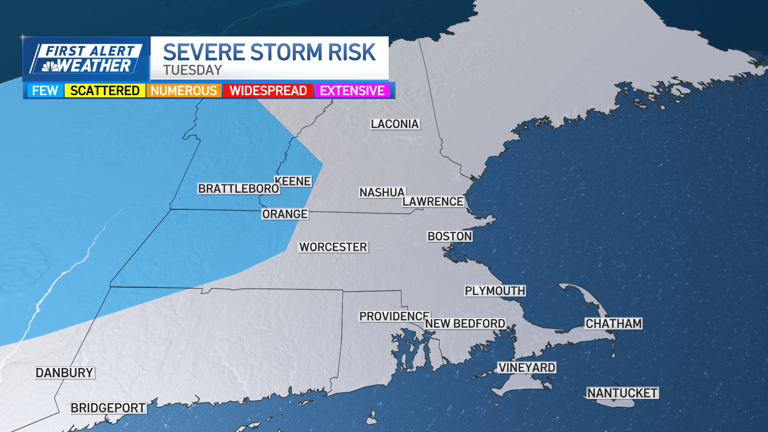 Severe weather possible Tuesday in Mass., temps could reach 80 for some