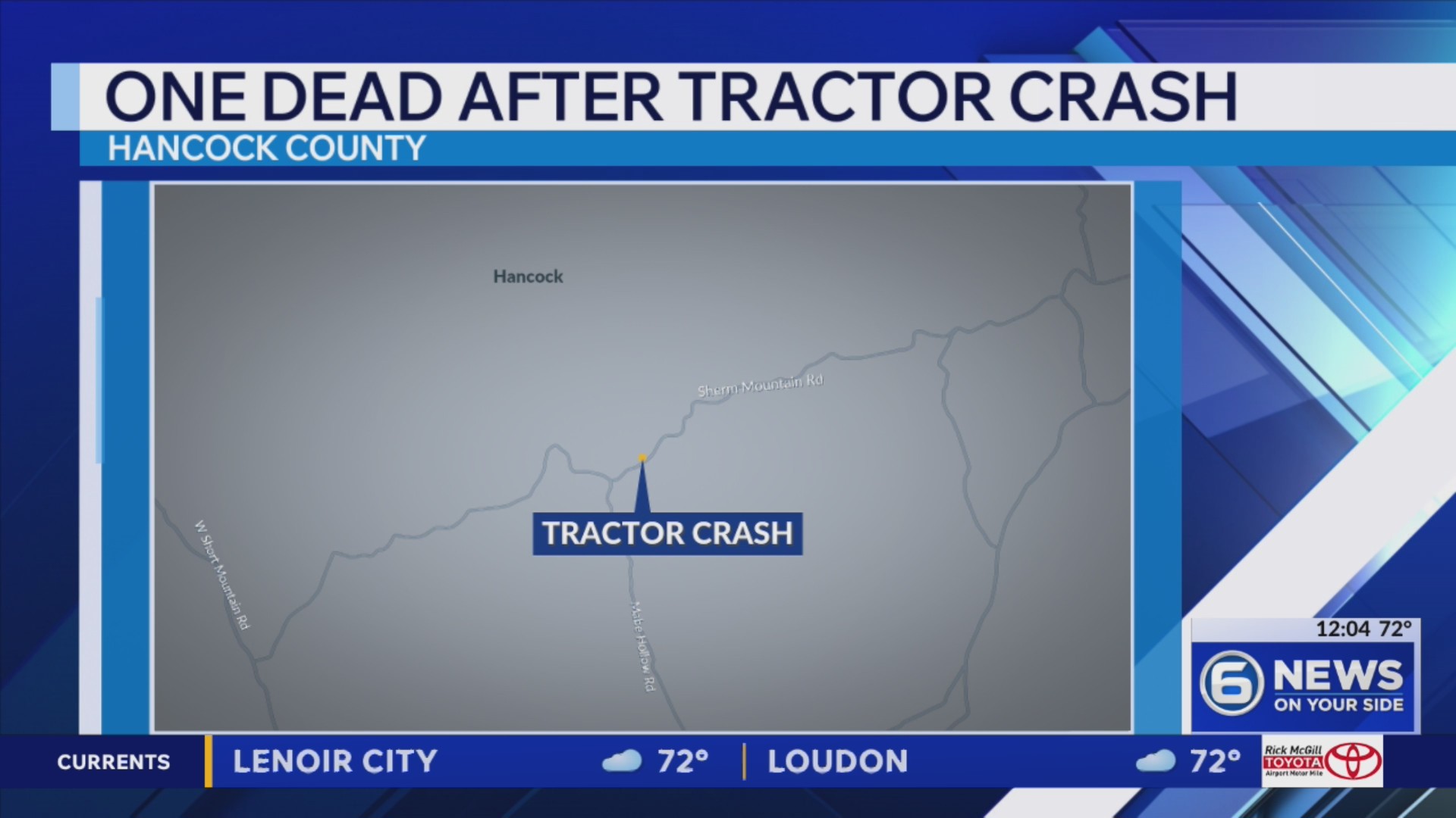 One dead after tractor crash in Hancock County