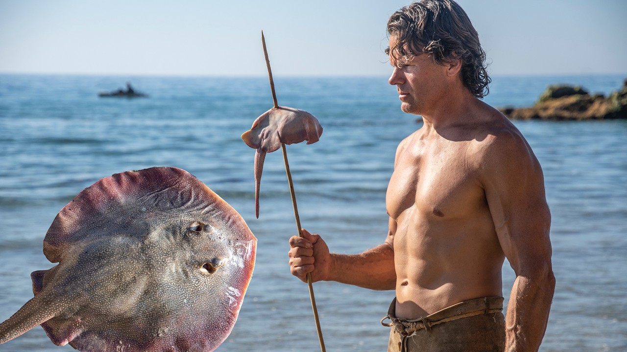 Primitive stingray spear and hunt