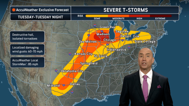 Widespread severe weather to erupt in central US on Tuesday