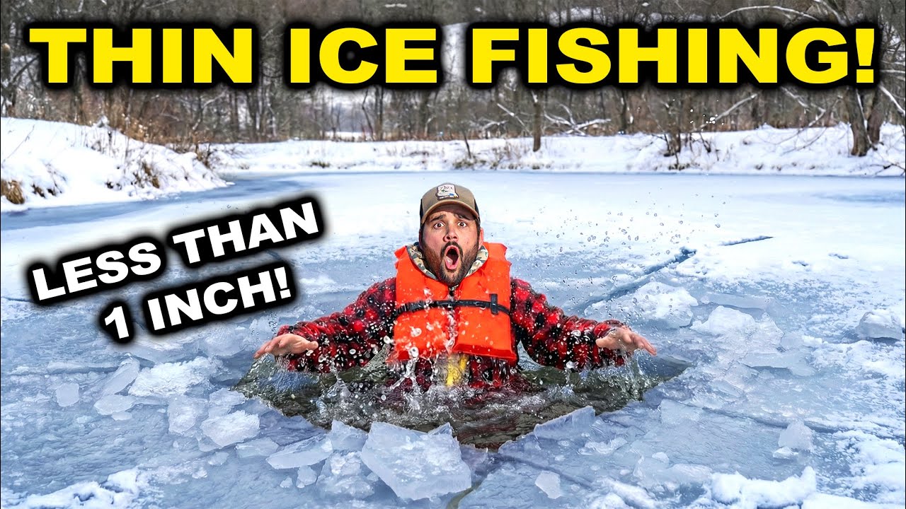 Ultra thin ice fishing in my backyard pond