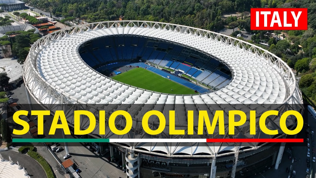 Stadio Olimpico from above 4K breathtaking drone views of Rome