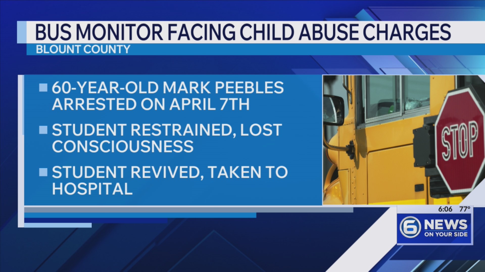 Blount County bus monitor facing child abuse charges