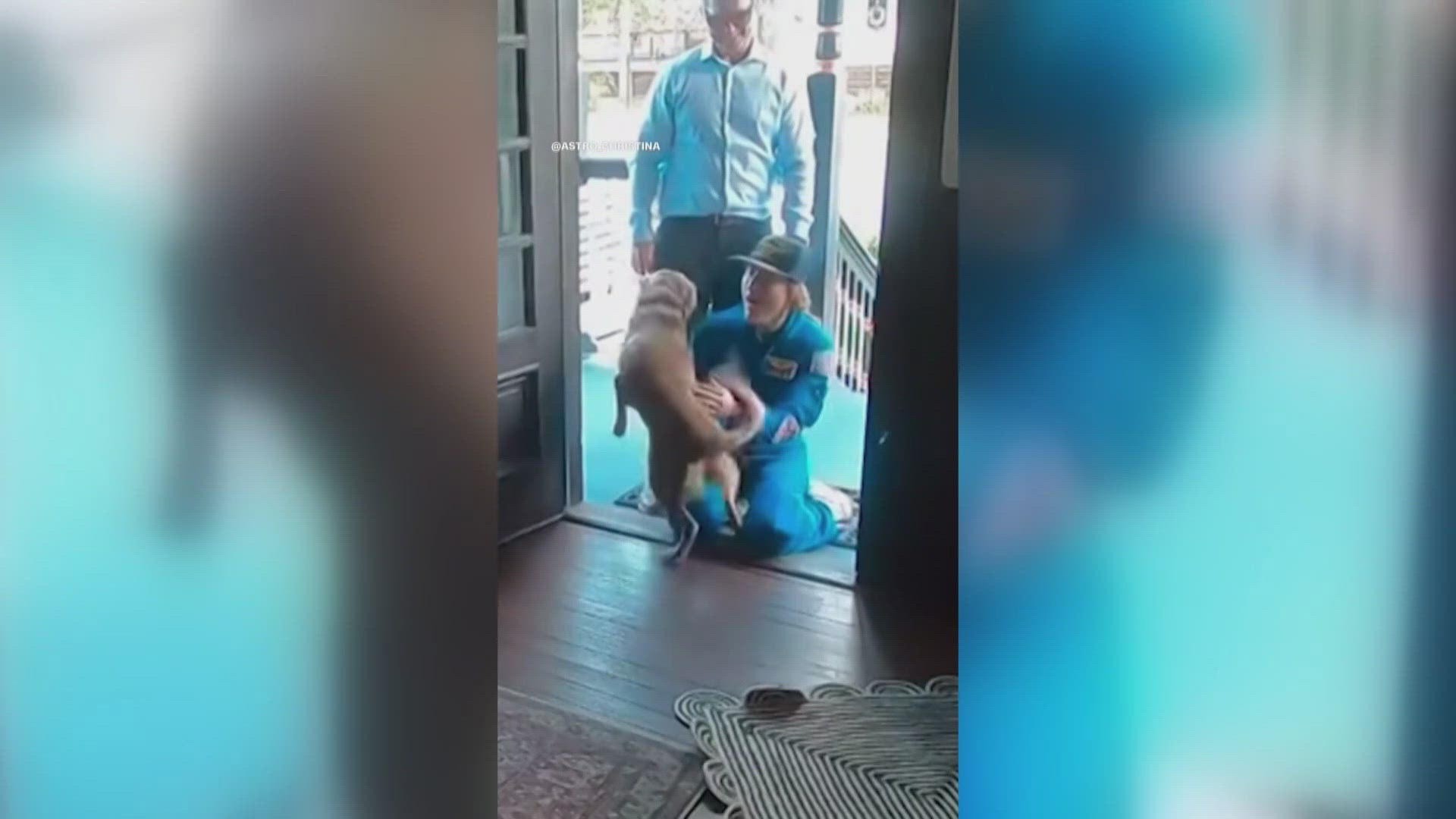 Astronaut reunites with dog after space mission