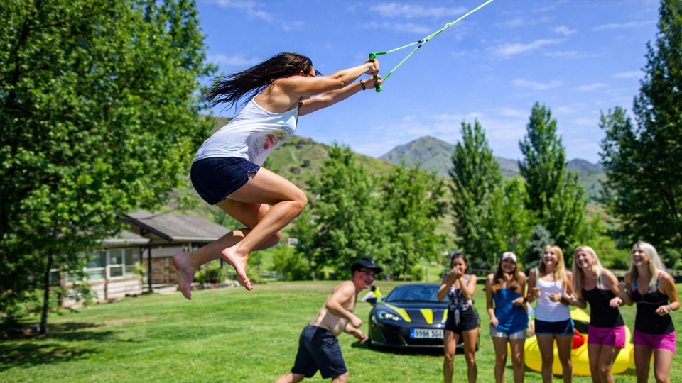 How does a human launcher send people flying?